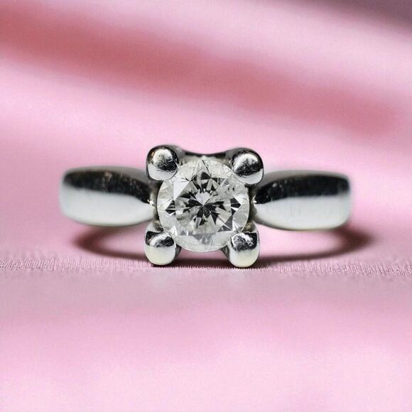 14K White Gold- 1/3 CT Natural Diamond Ring Sz 8 Cathedral Ring Diamond Basket - Picture 8 of 16